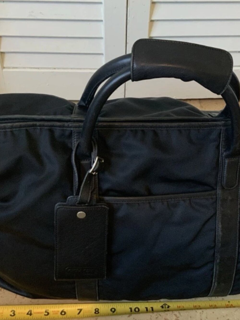 Coach Black Nylon Leather Trim Weekender Duffel Carry-On Bag w Strap - Picture 8 of 15